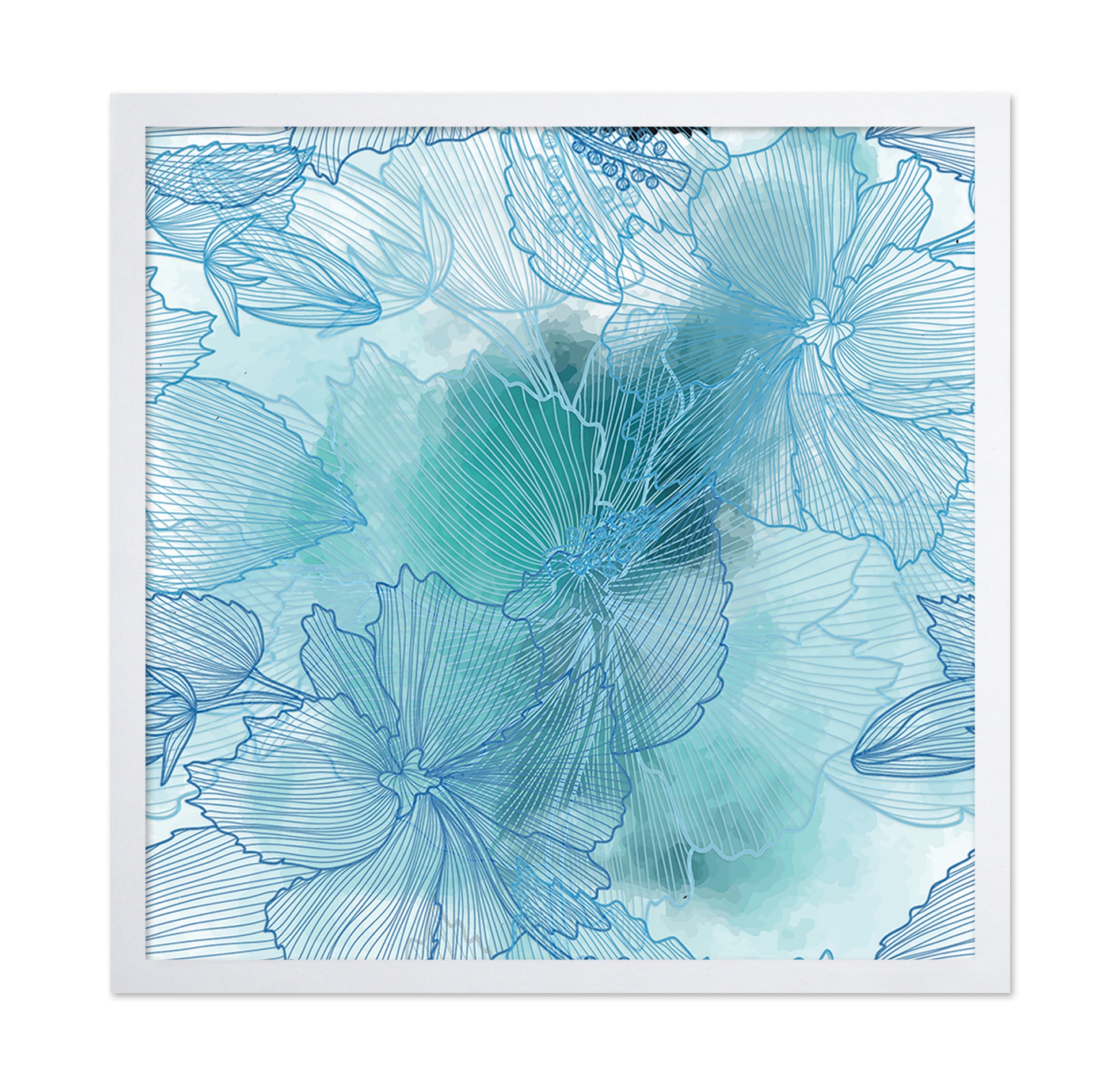 Blue Floral Lines
