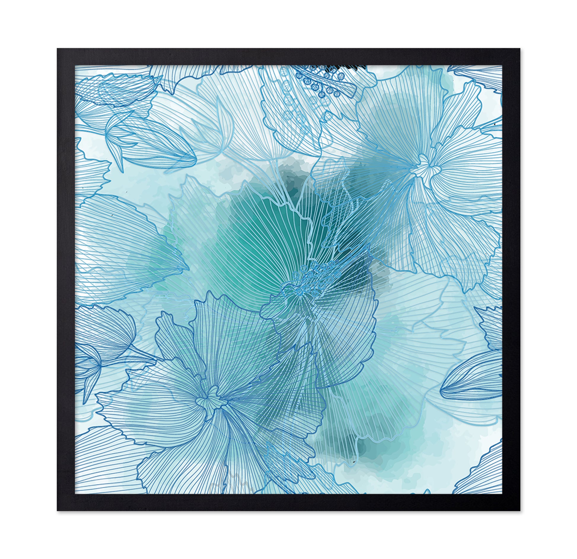 Blue Floral Lines