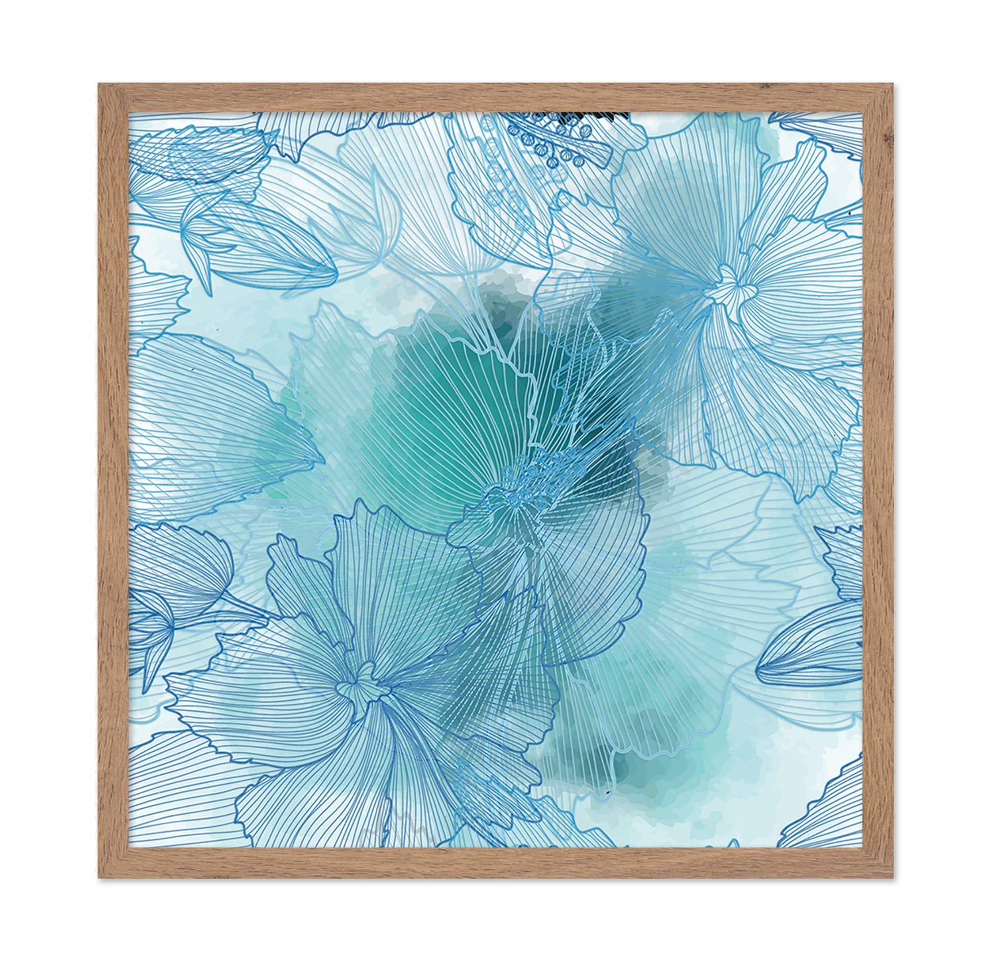 Blue Floral Lines