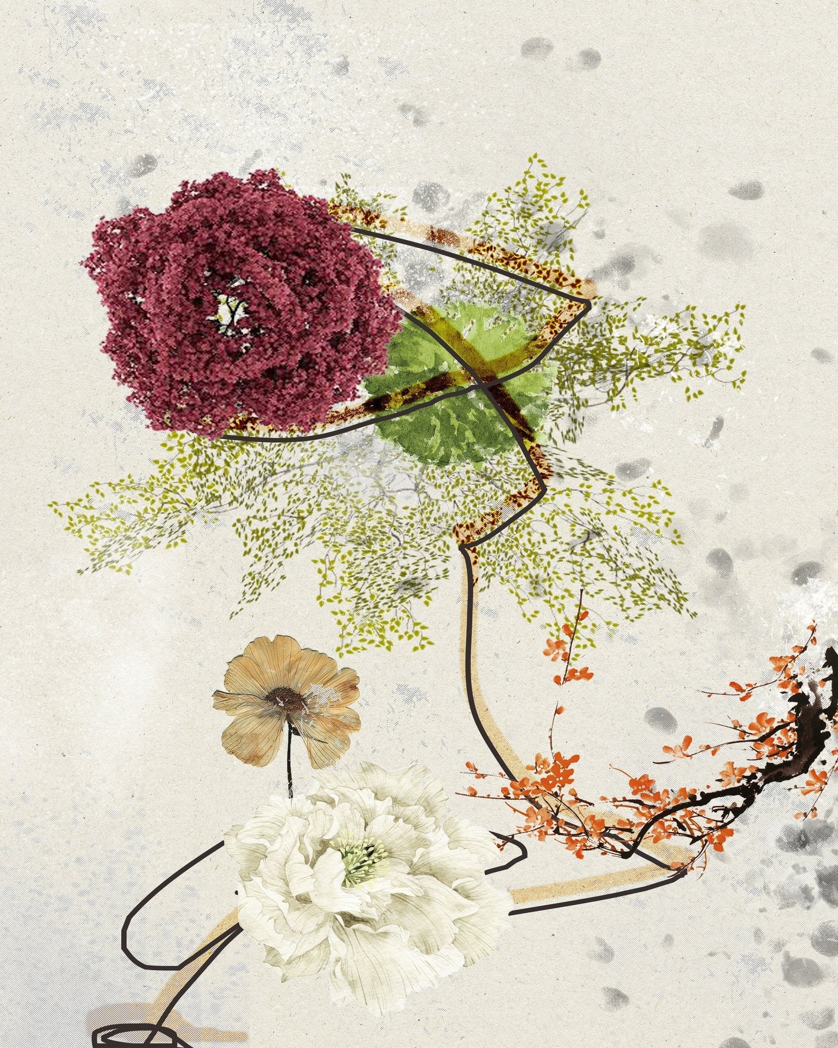 Floral Line Composition