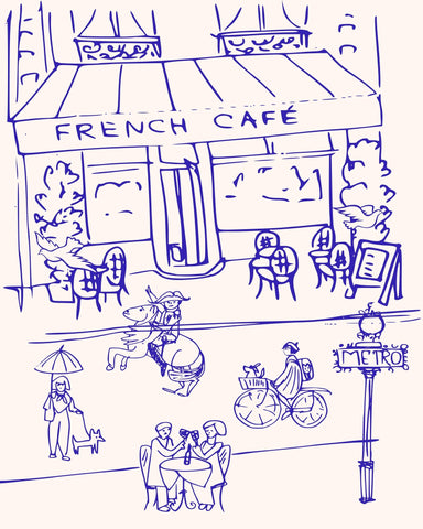 French Cafe Line Drawing