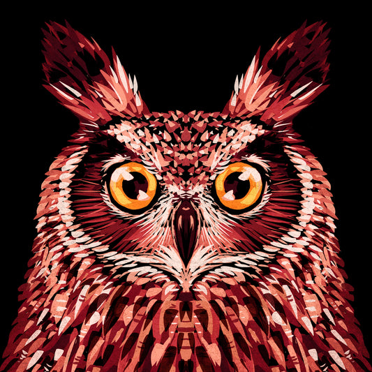 Crimson Owl Gaze