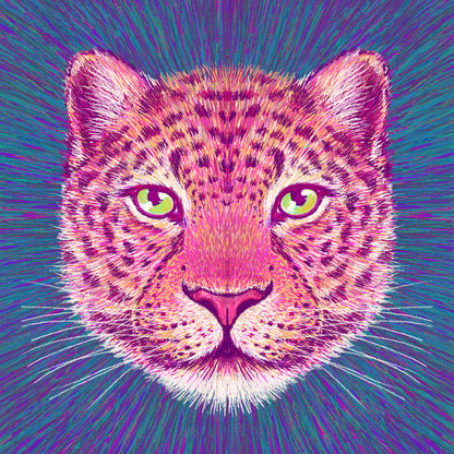 Neon Leopard Gaze