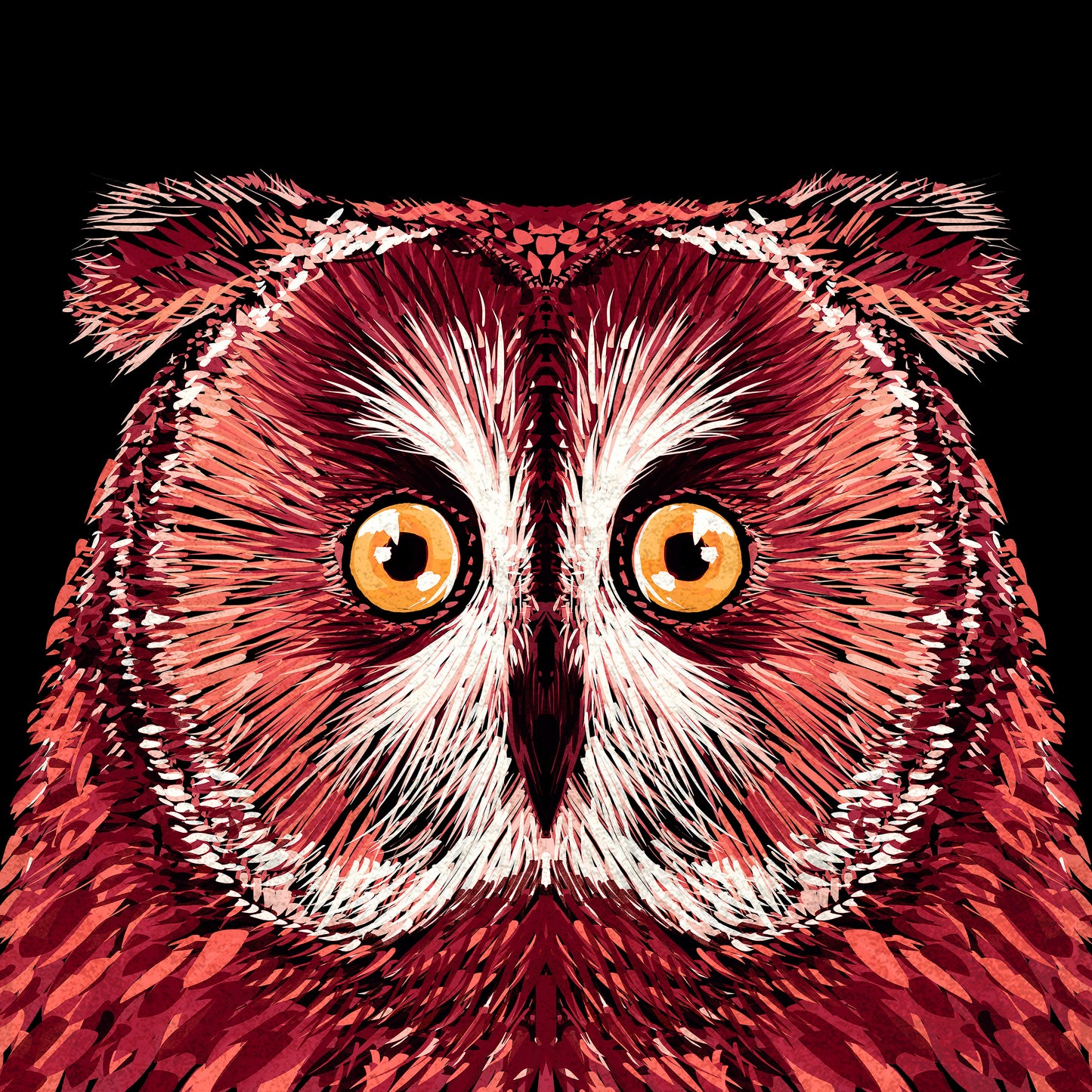Crimson Owl Face