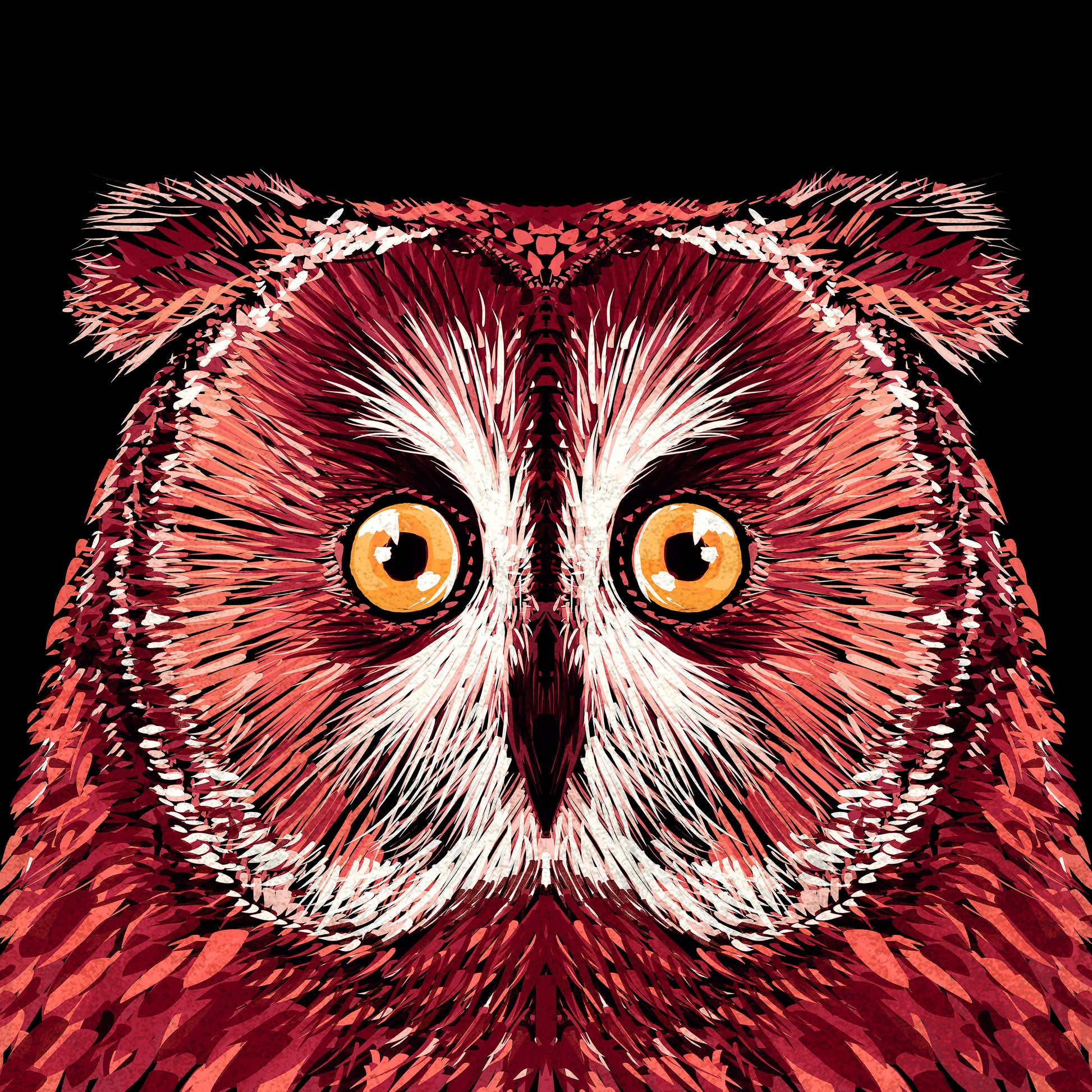 Crimson Owl Face