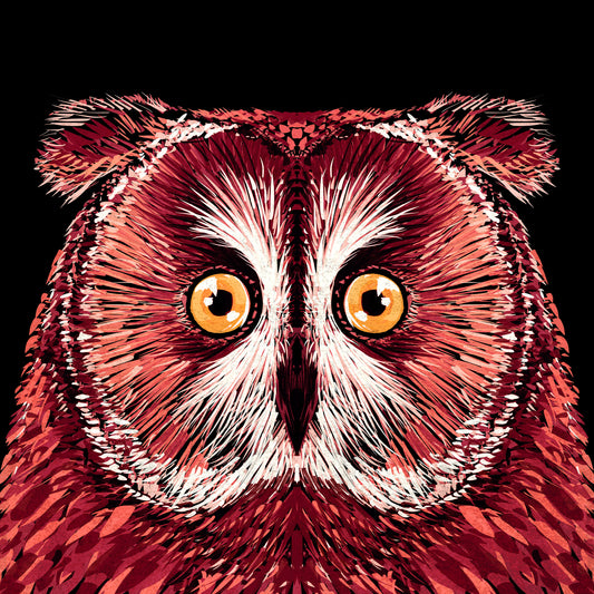 Crimson Owl Face