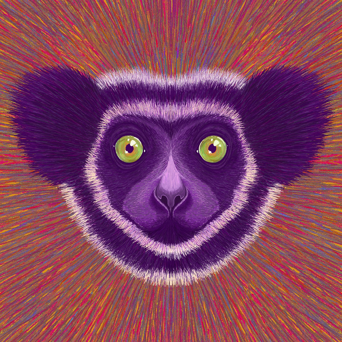 Neon Lemur Face