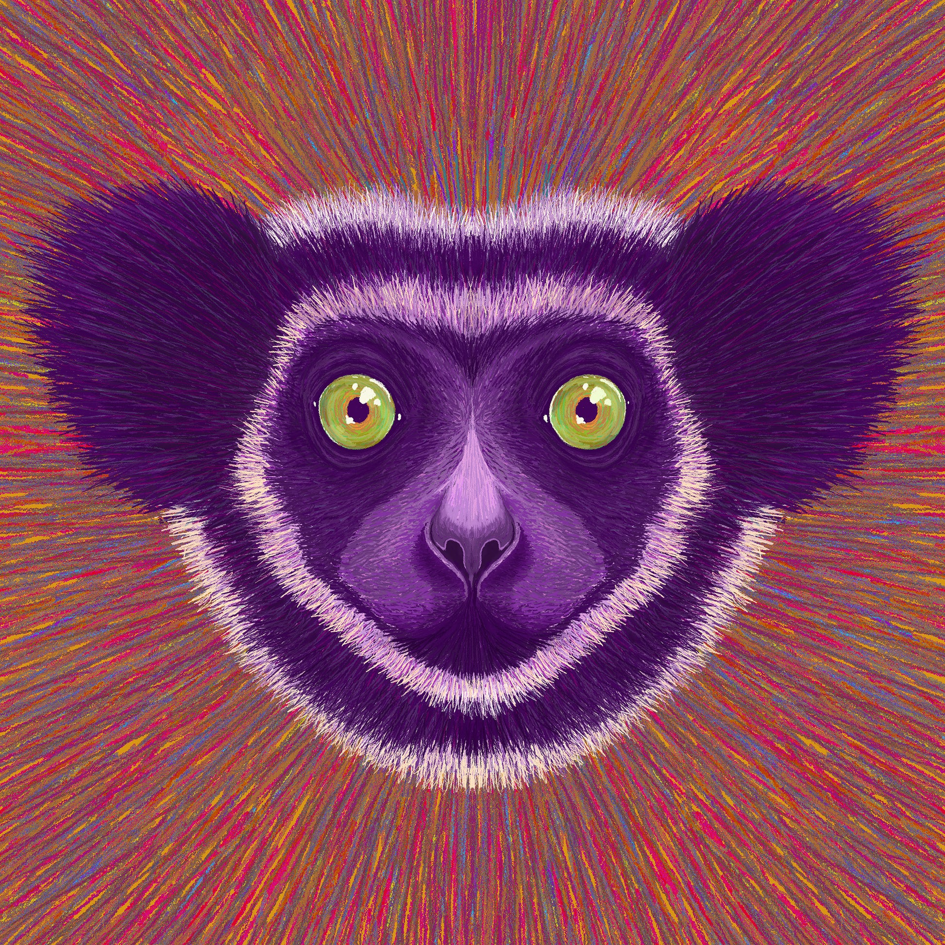 Neon Lemur Face