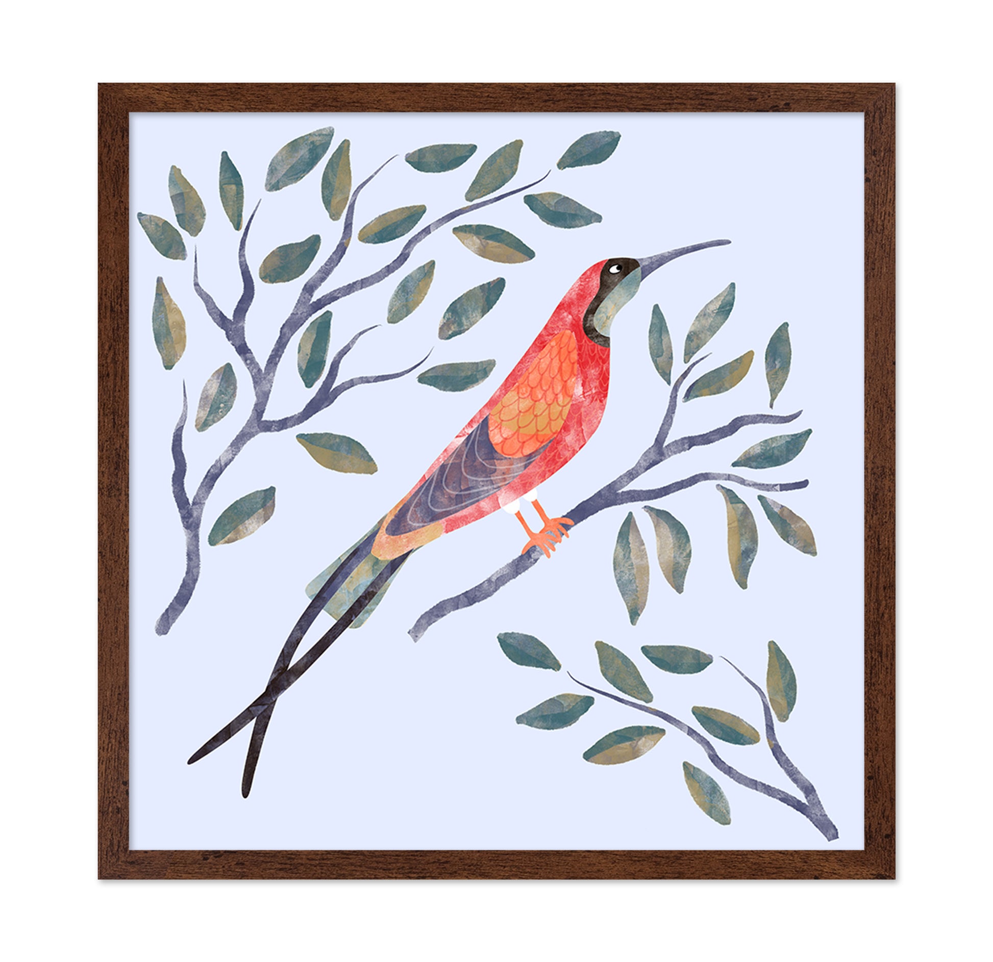Crimson Branch Bird