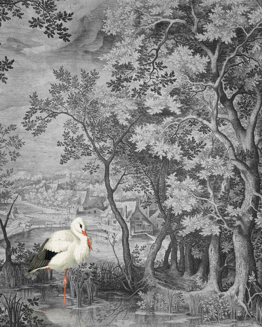 Stork In Vintage Forest