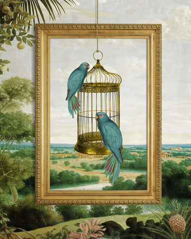 Parrots In Golden Frame