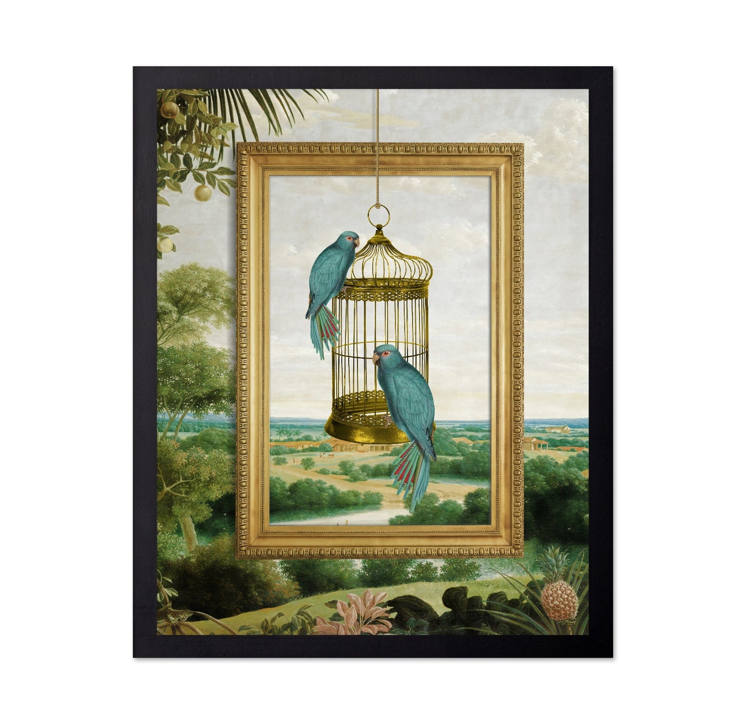 Parrots In Golden Frame