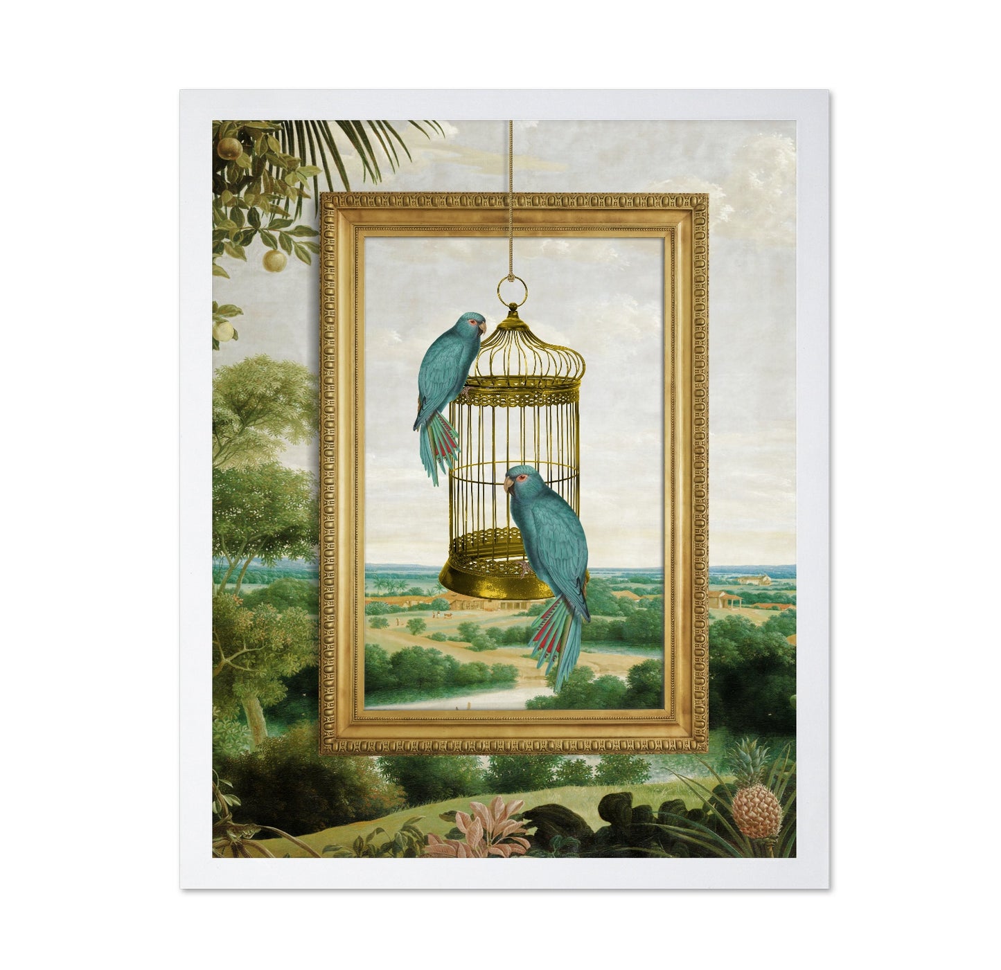 Parrots In Golden Frame