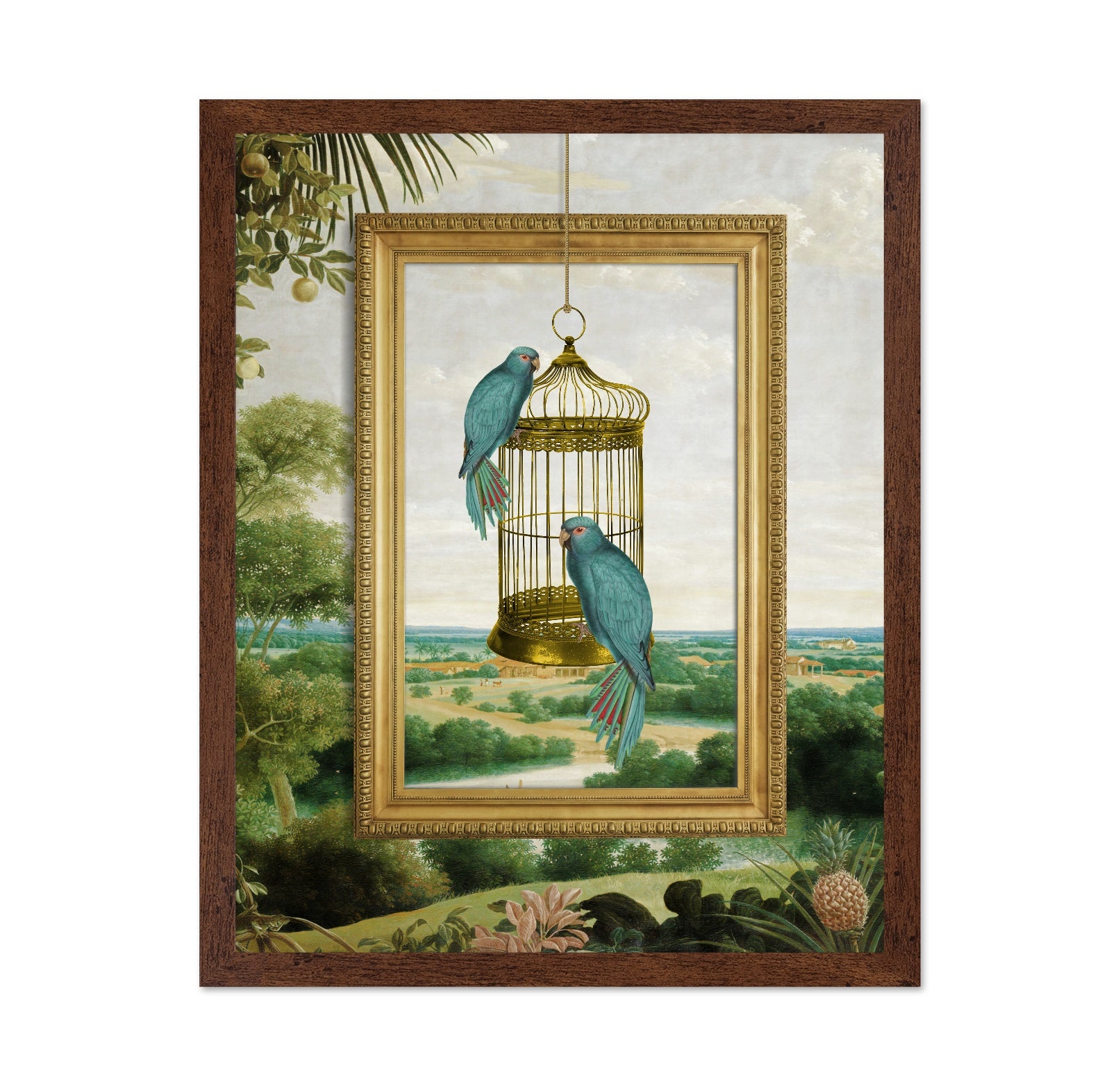 Parrots In Golden Frame
