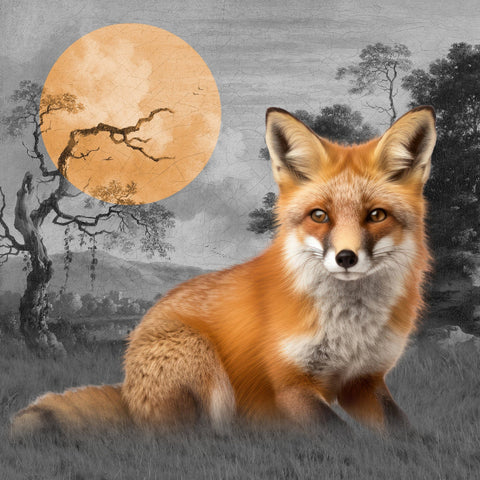 Fox In Moonlit Landscape