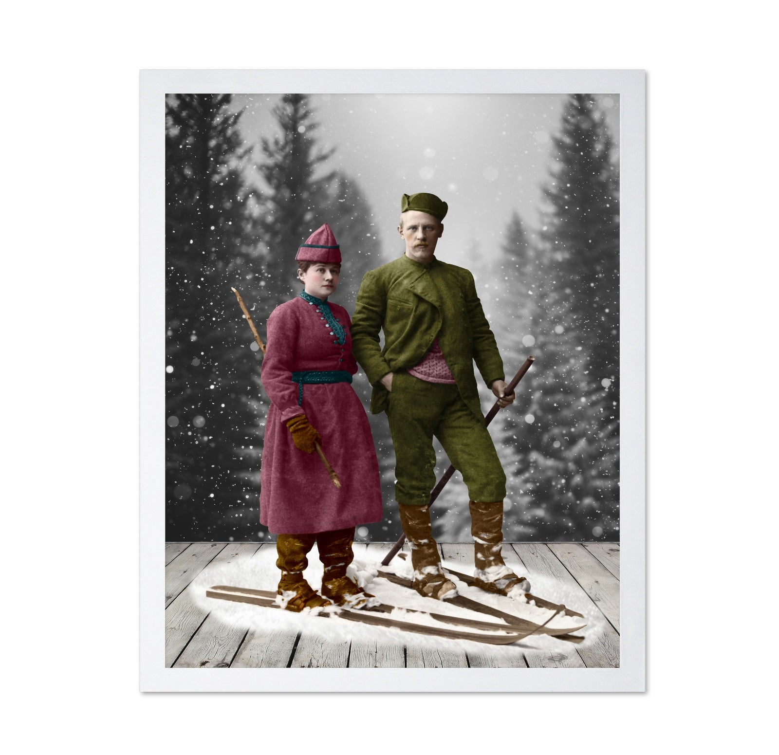 Vintage Winter Skiers