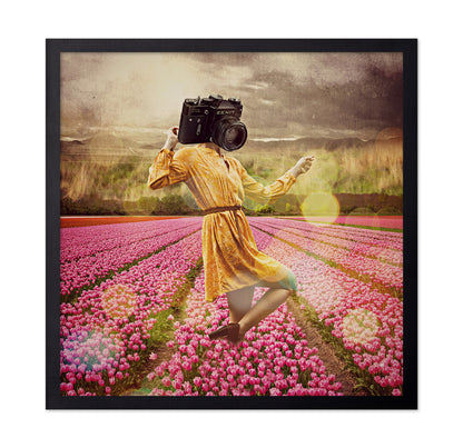 Camera Head In Tulips