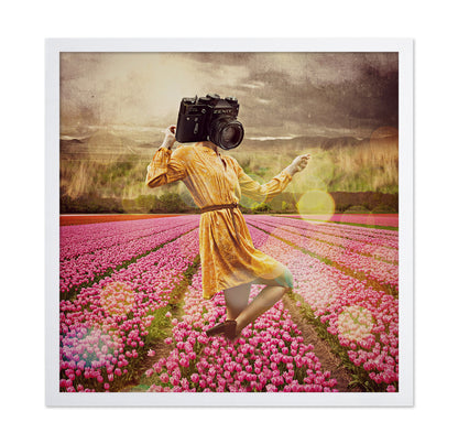 Camera Head In Tulips
