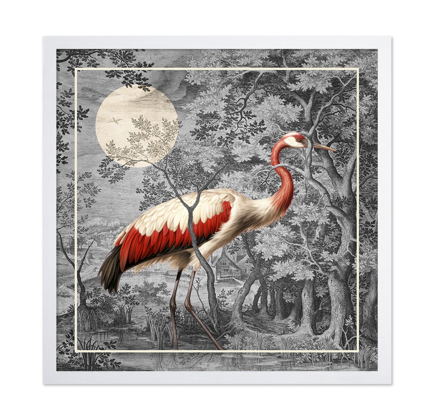 Giant Crane In Woods