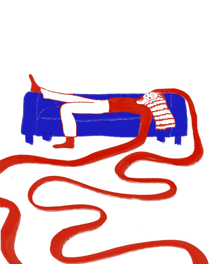 Red Ribbon Woman Line Art