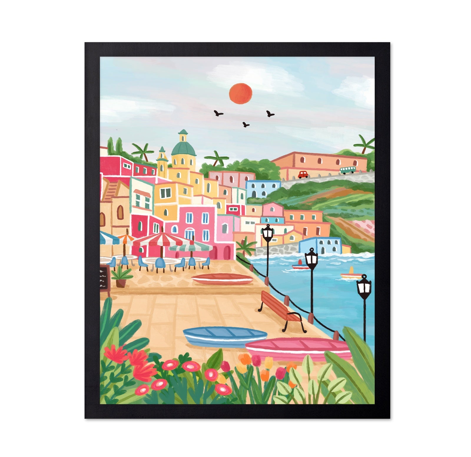 Procida Harbor Colors
