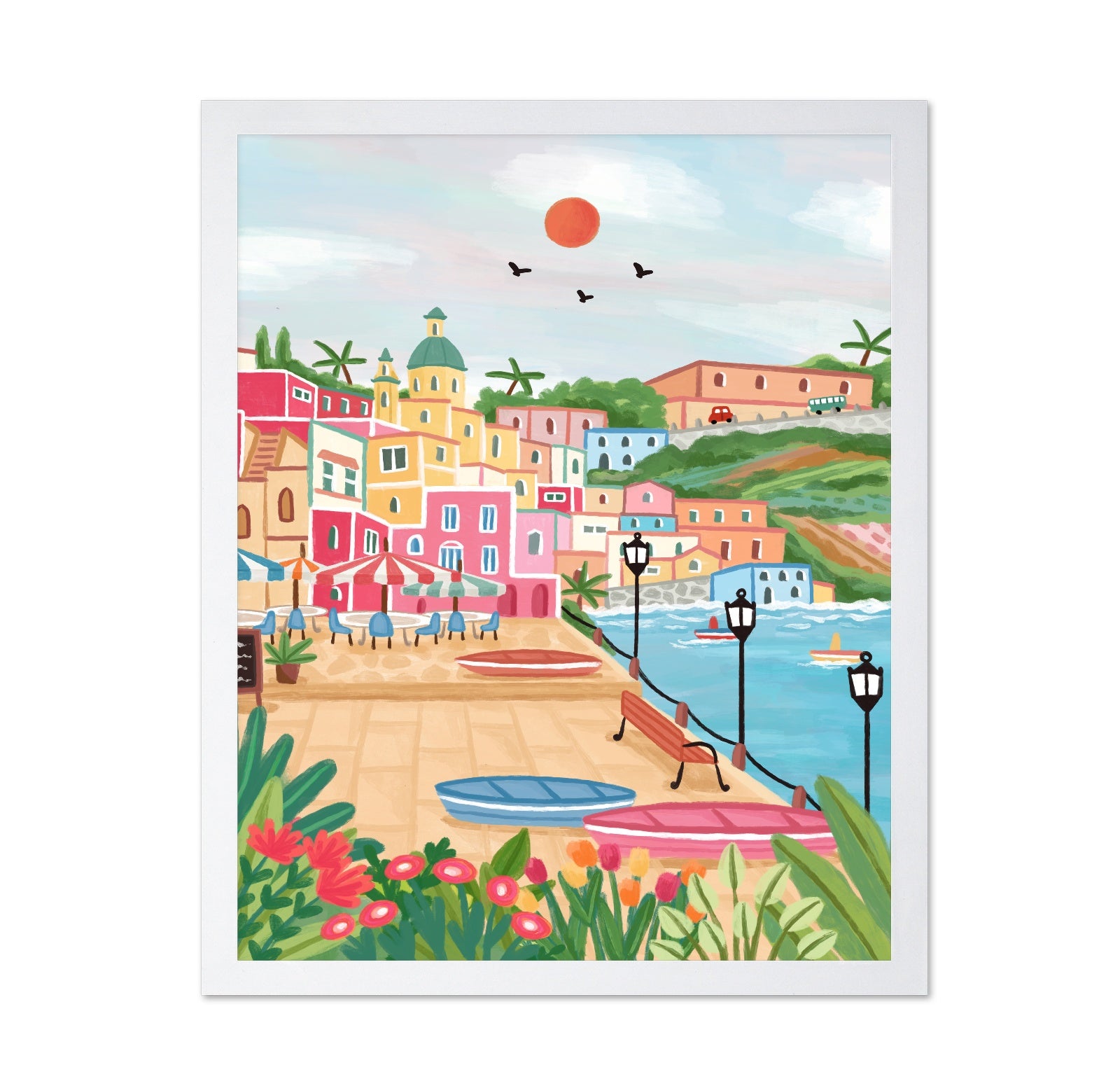 Procida Harbor Colors