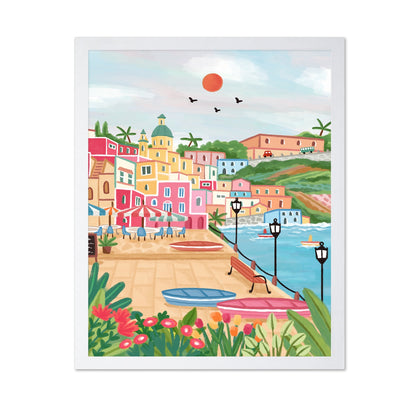 Procida Harbor Colors