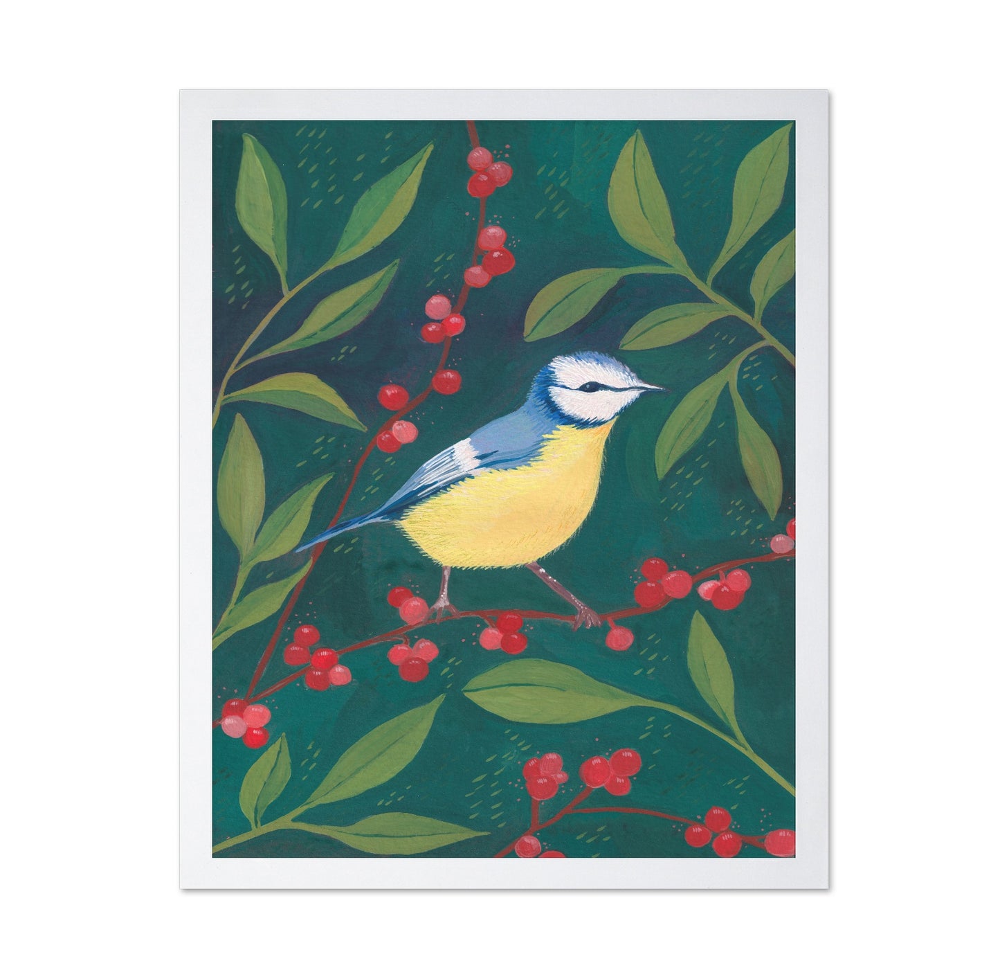 Blue Tit Berry Branch