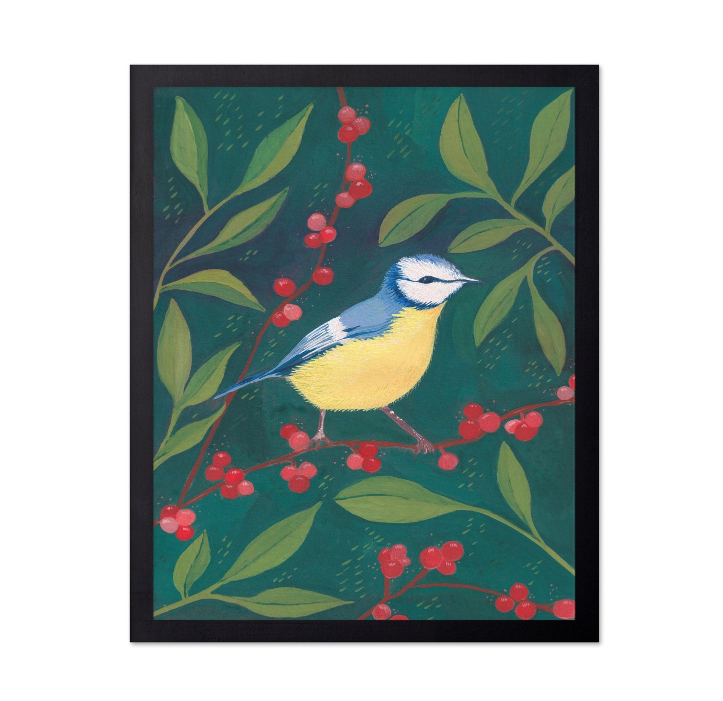 Blue Tit Berry Branch