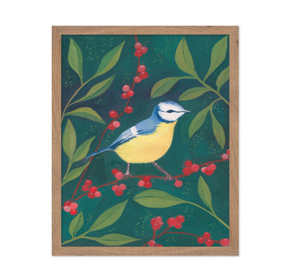 Blue Tit Berry Branch