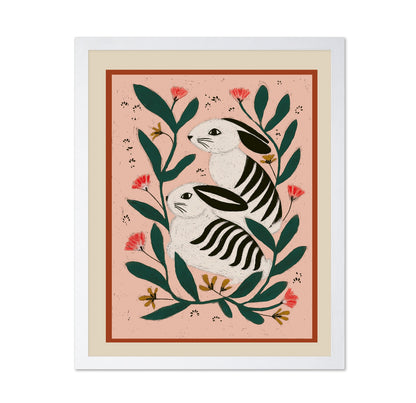 Floral Hare Pair