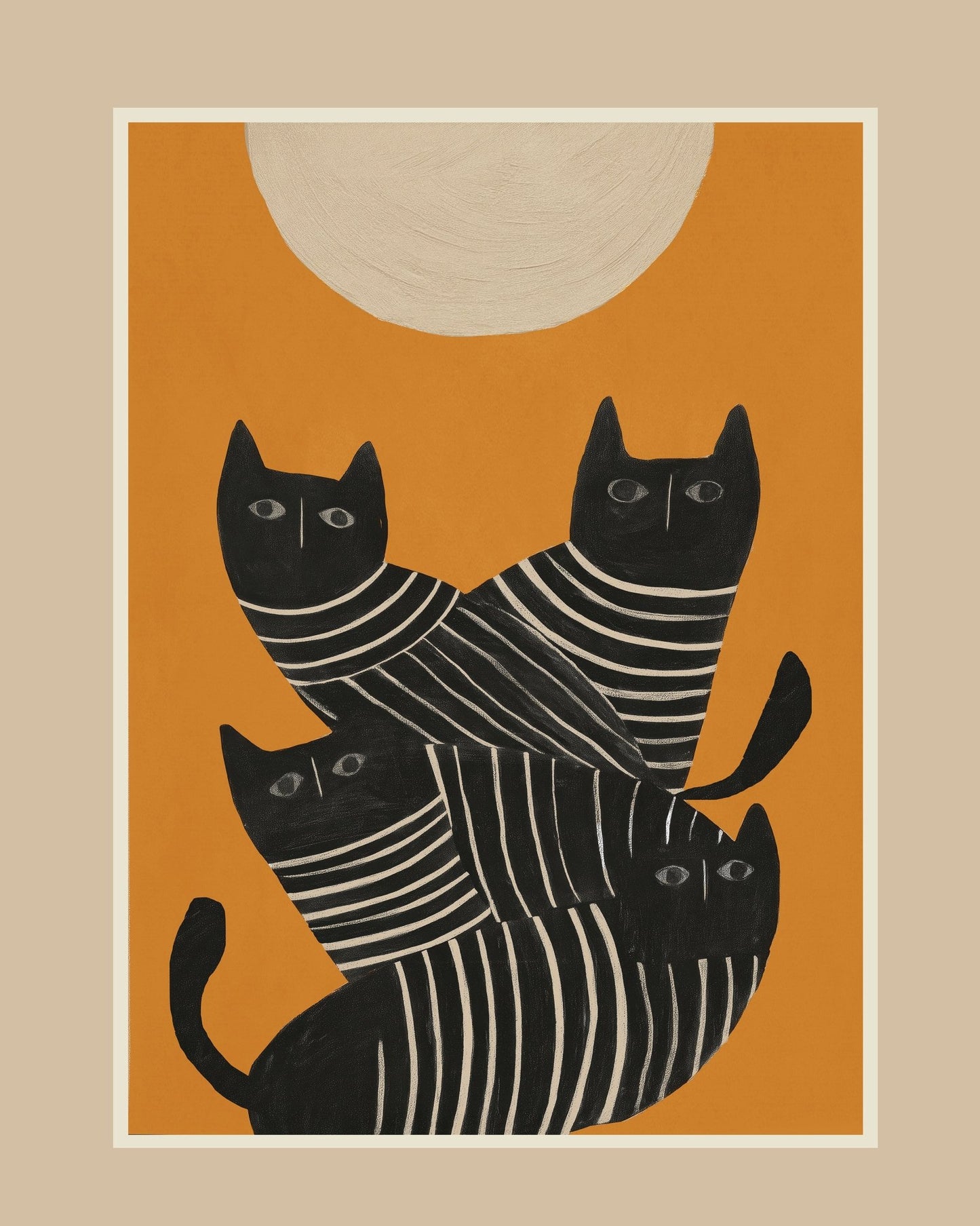 Striped Black Cat Quartet