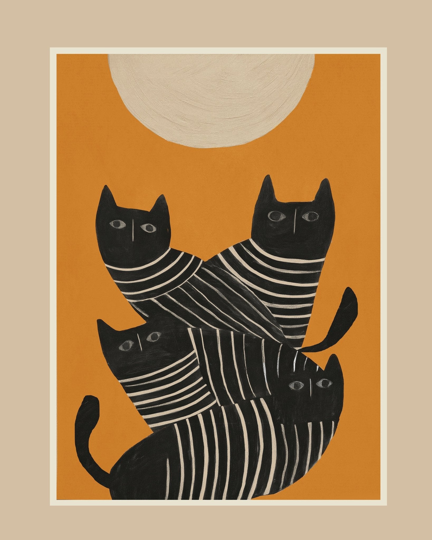 Striped Black Cat Quartet