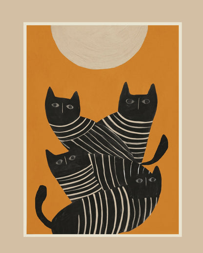 Striped Black Cat Quartet