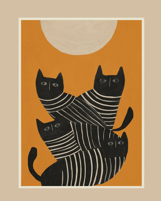 Striped Black Cat Quartet