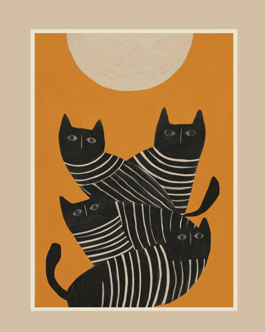 Striped Black Cat Quartet