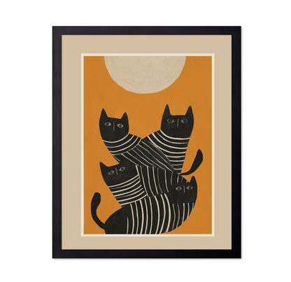 Striped Black Cat Quartet