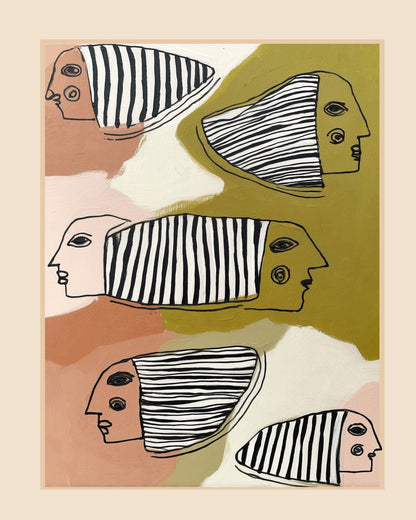 Striped Thought Faces