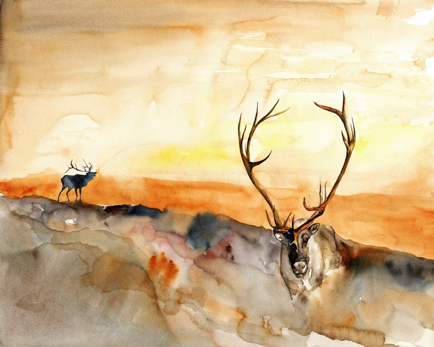 Watercolor Elk Antlers