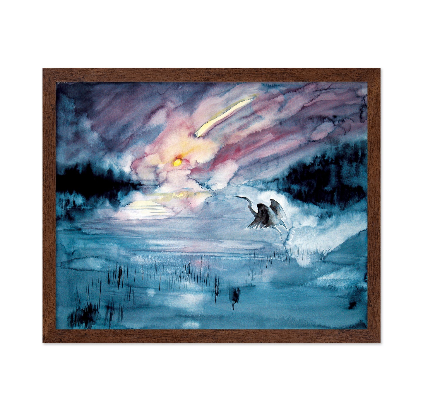 Blue Abstract Bird Watercolor
