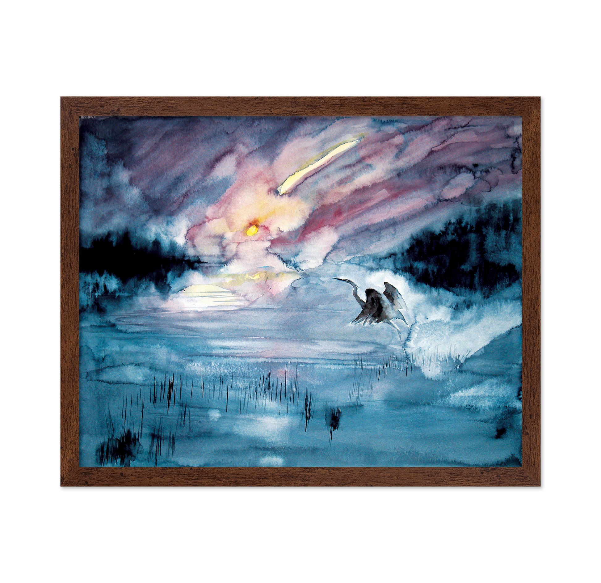 Blue Abstract Bird Watercolor