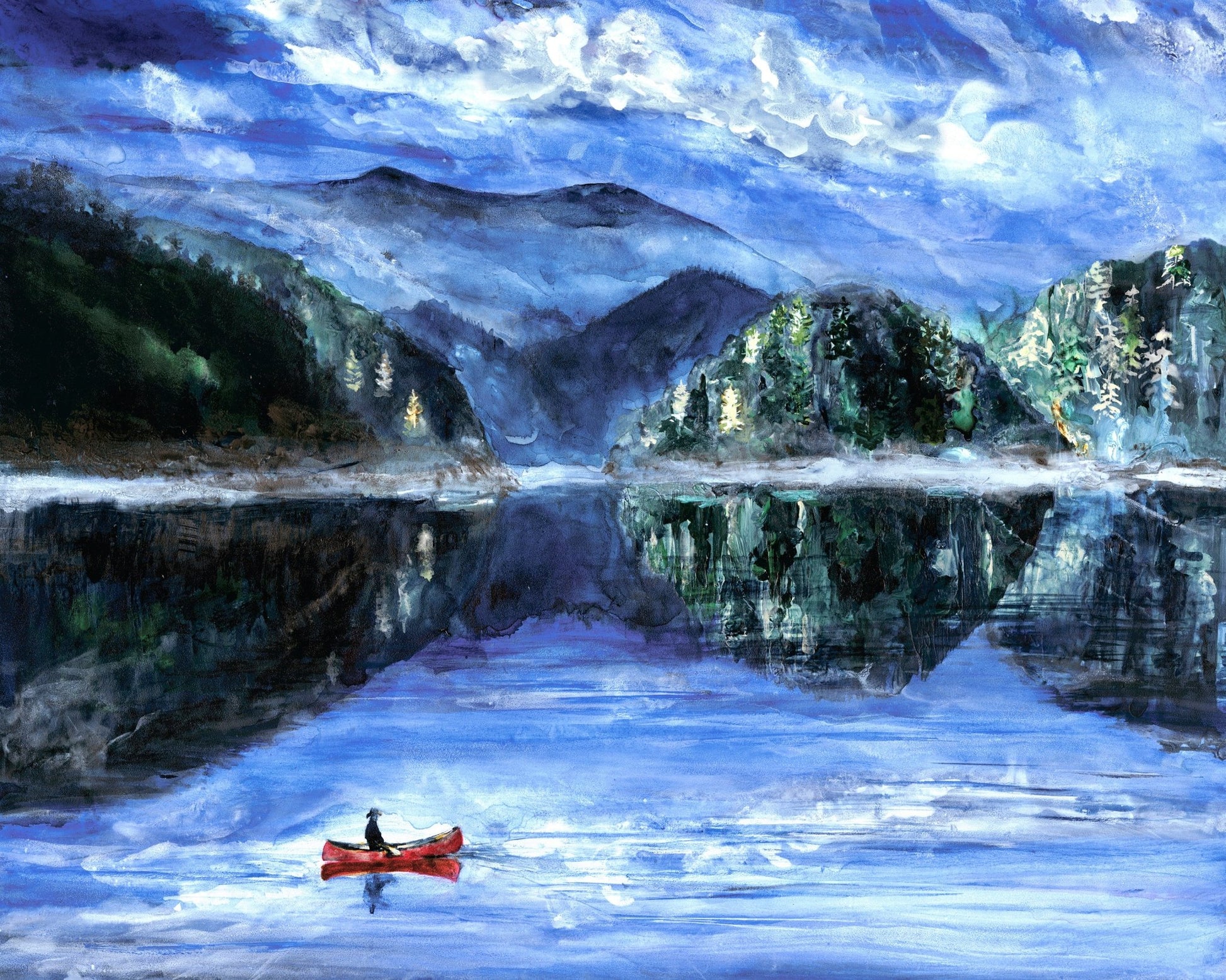 Blue Waterfall Landscape