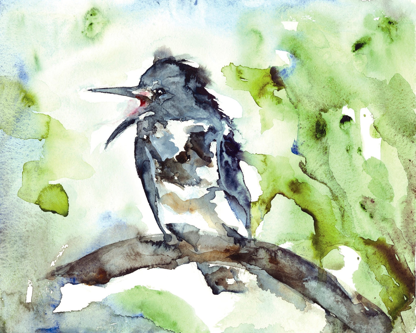Watercolor Bird Branch