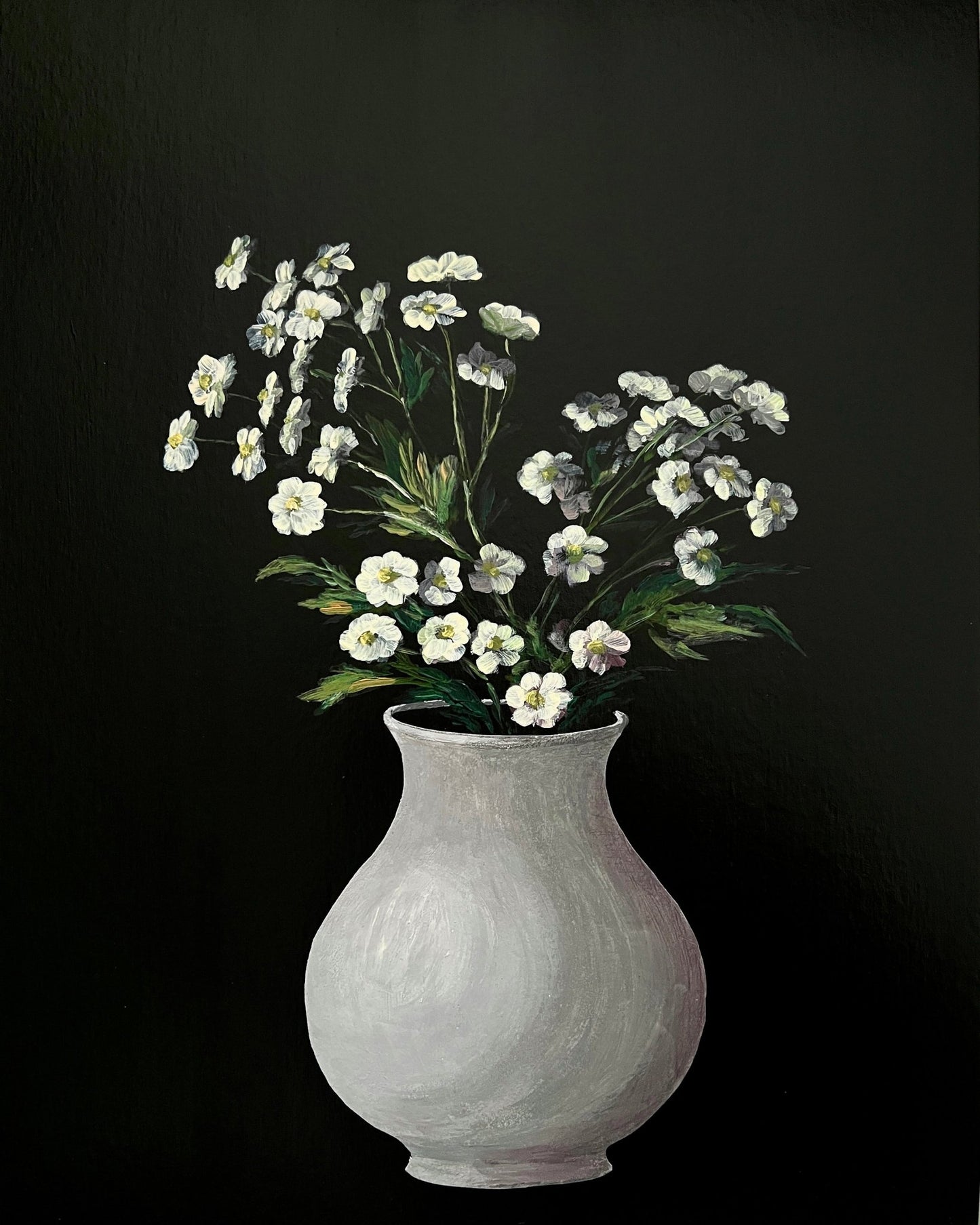 White Vase Floral Painting