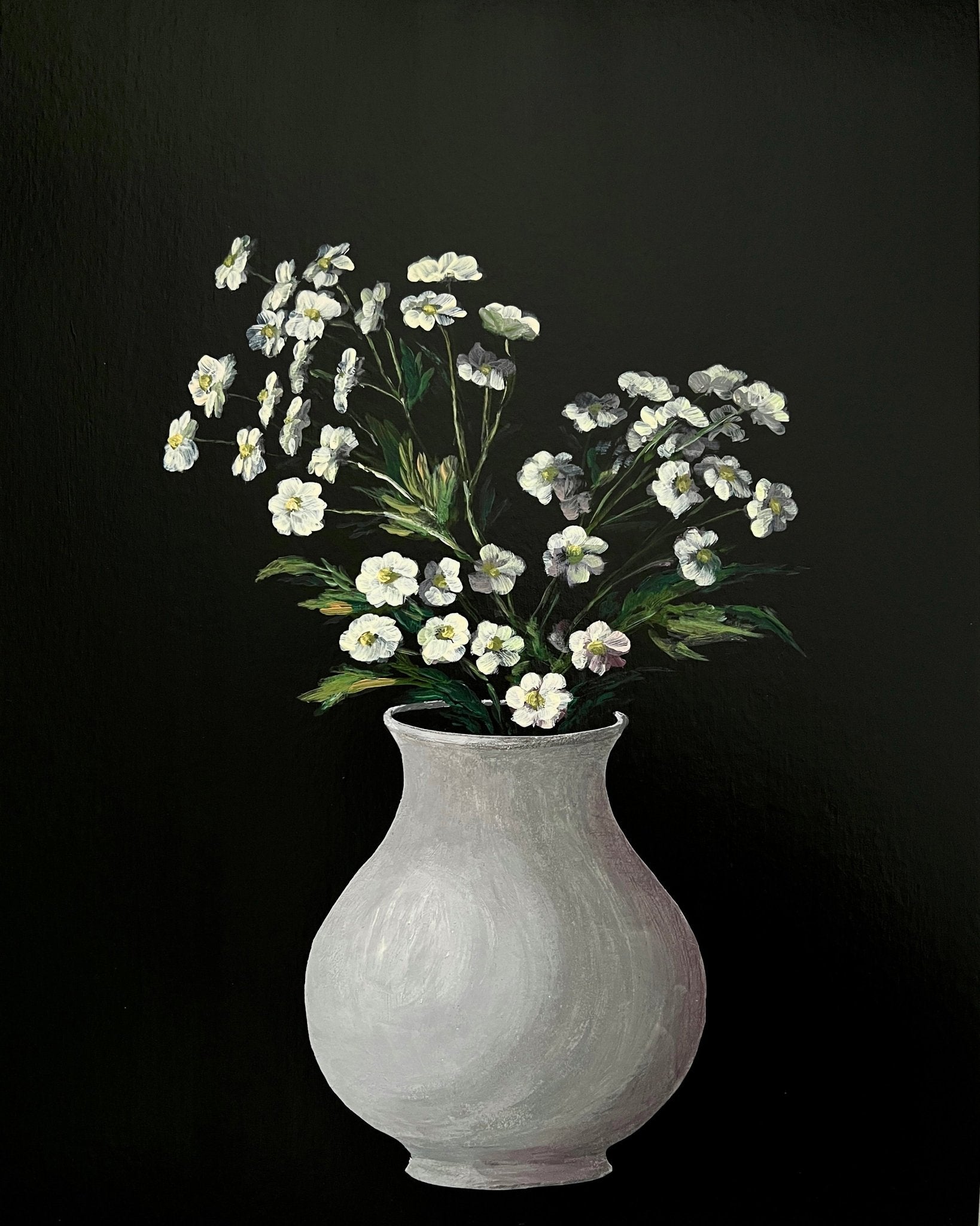 White Vase Floral Painting
