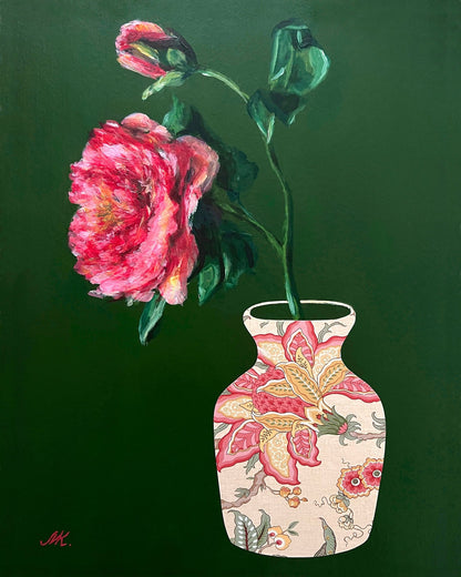 Patterned Vase Rose Painting
