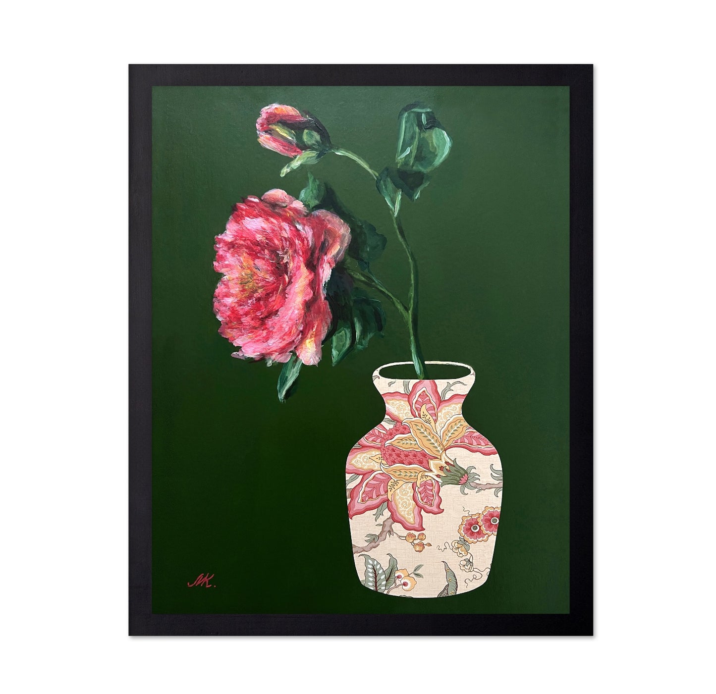 Patterned Vase Rose Painting