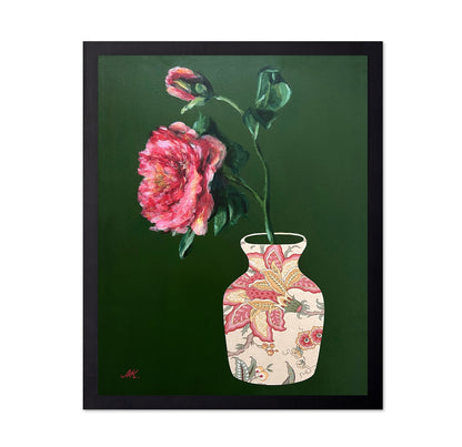 Patterned Vase Rose Painting