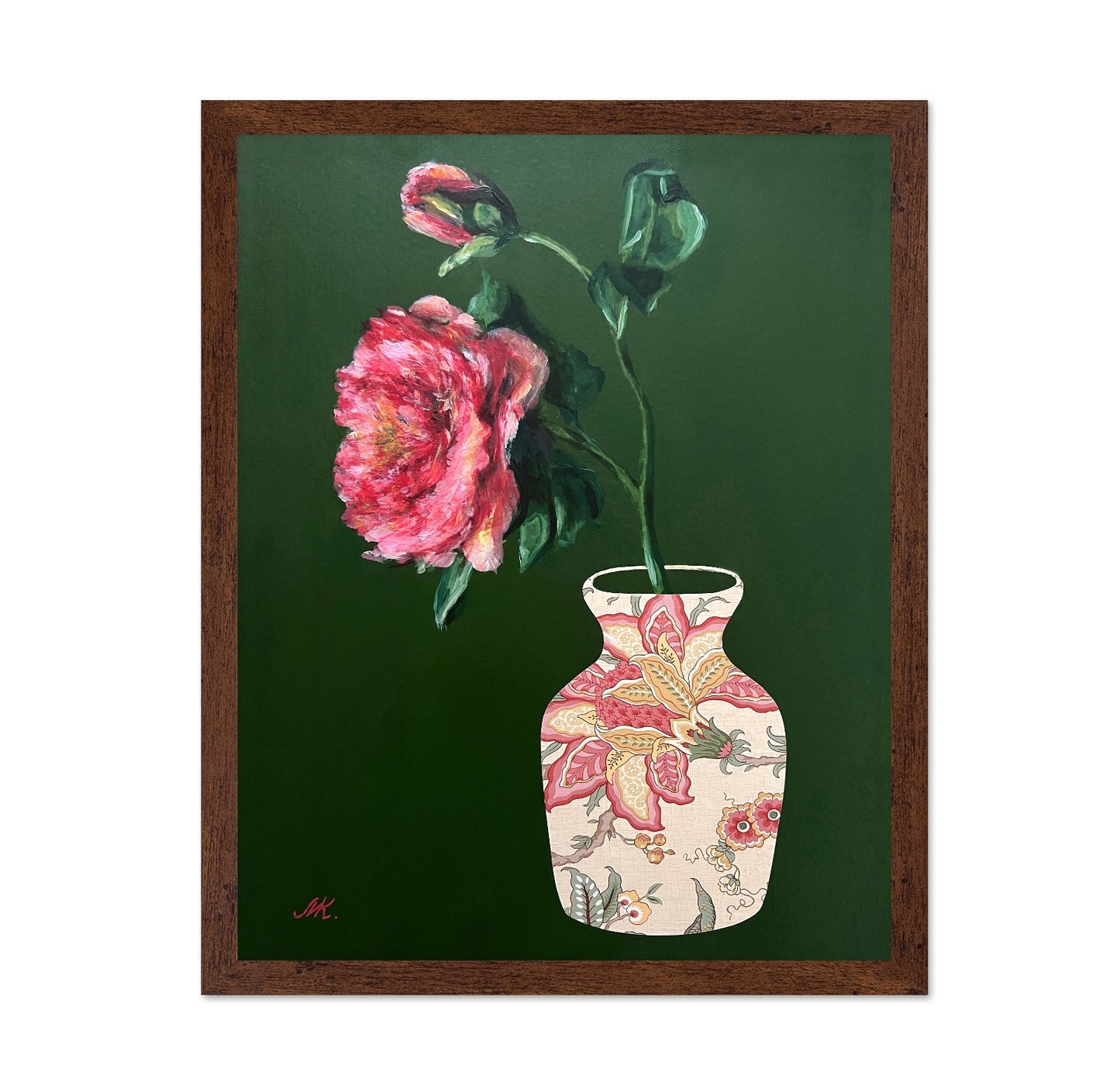Patterned Vase Rose Painting