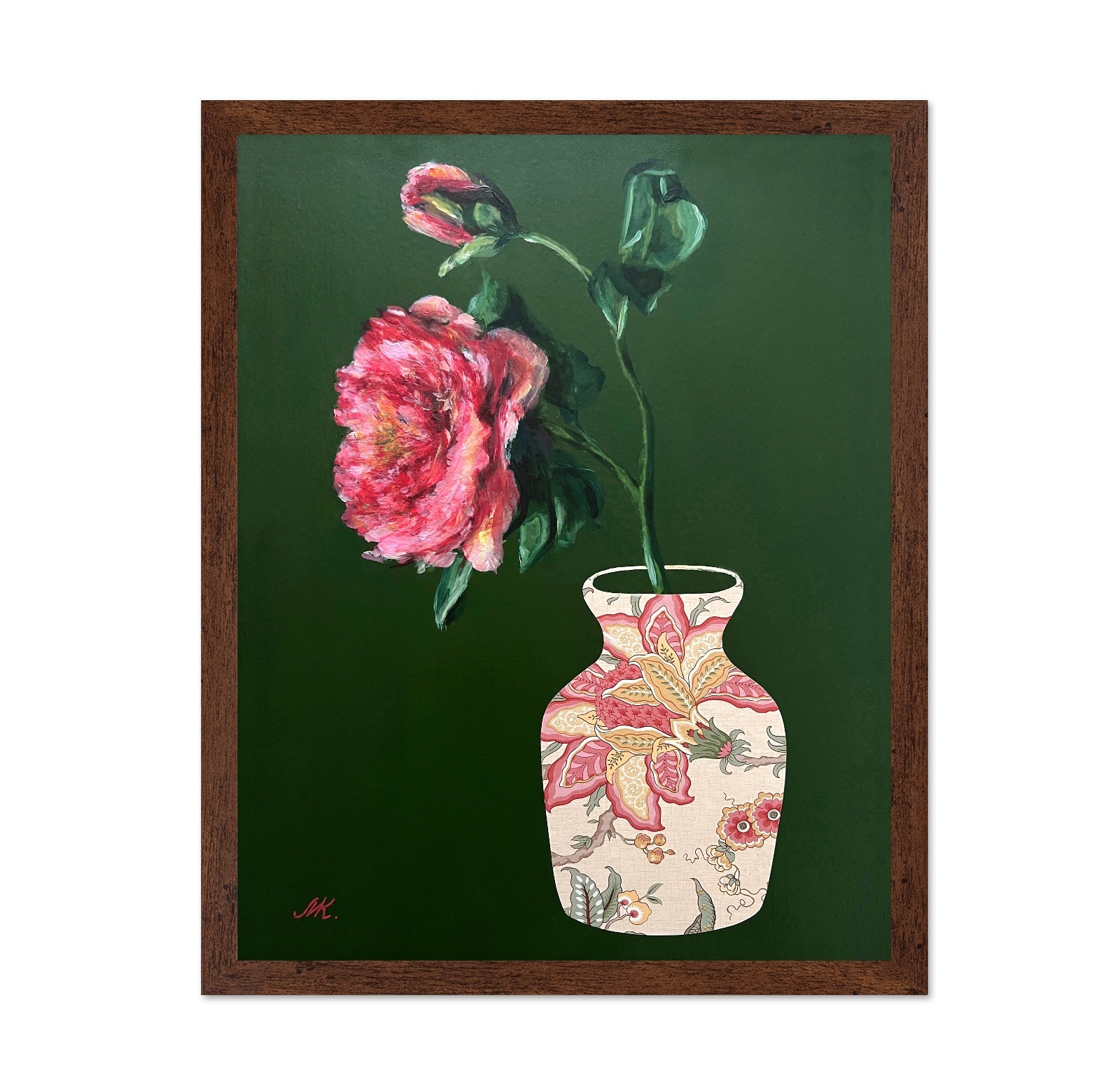 Patterned Vase Rose Painting